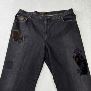 Lauren Jeans Co Ralph Lauren Jeans Womens Plus 22W Black Patchwork Velvet VTG